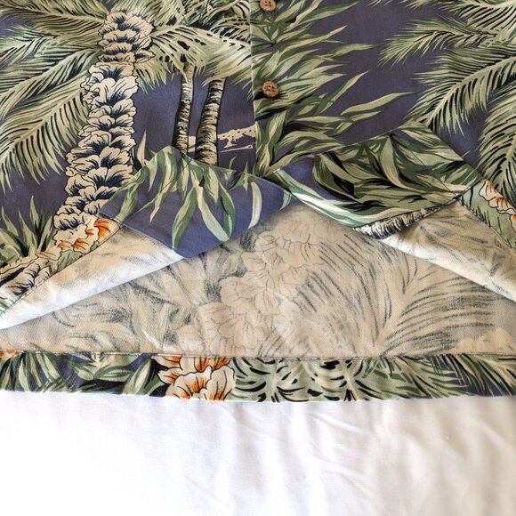 TOMMY BAHAMA Shirt Men's L Multicolor Floral Palm Tree Silk Hawaiian Loop Collar - Picture 11 of 15